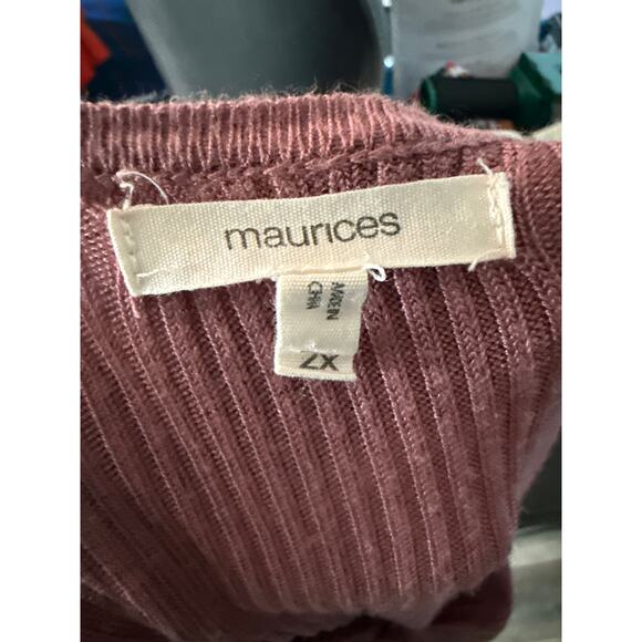 Maurice's Mauve Long sleeved waffle knit sweater with a cut-out Sx 2X - Picture 7 of 8